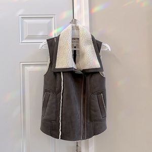 Olive & Oak Grey faux suede and shearling vest